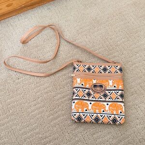 Thailand Elephant Print Crossbody Bag in Orange and Black